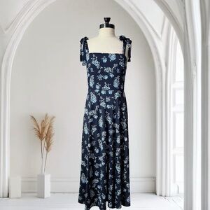 Francesca's Collections Navy Floral Midi Dress